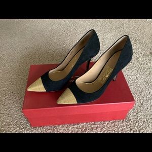 Salvatore Ferragamo More Suede Chain Cap-Toe Pump